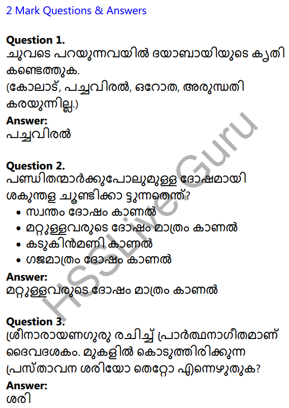 Plus Two Malayalam Textbook Answers Unit 1 Chapter 1 Kannadi Kanmolavum